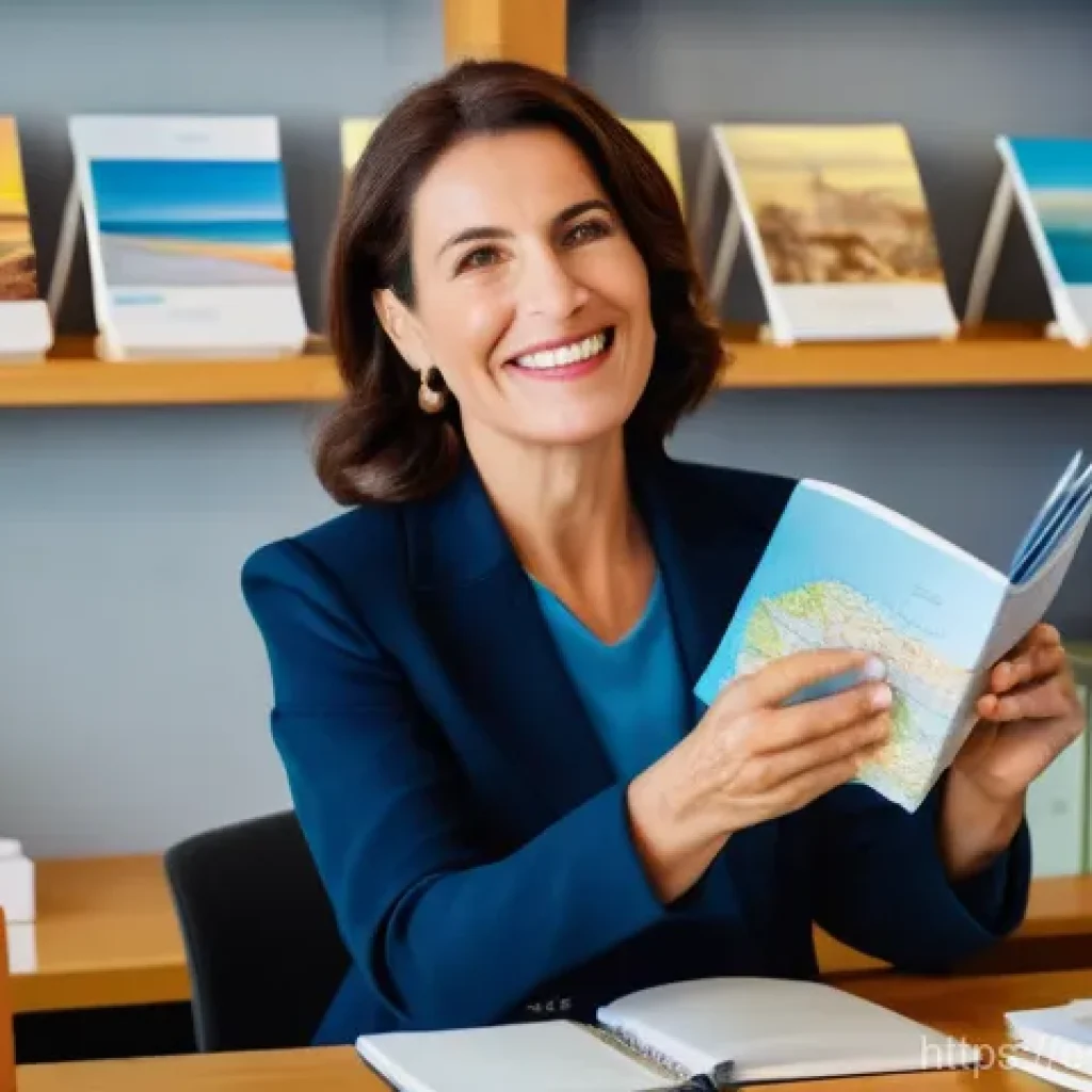 여행사 직원의 커리어 패스 - **Prompt: The Dream Weaver's Connection**
"A bright, inviting travel agency office with a warm, ...