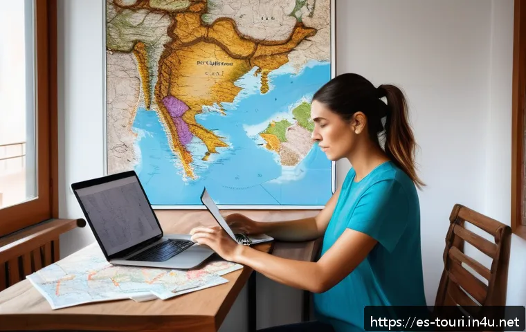 여행 산업에서의 프리랜서로 일하기 - A professional freelance tourism consultant working on a laptop in a cozy, modern home office decora...